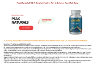 Unlock the Power of CBD: Peak Naturals CBD Gummies Explained