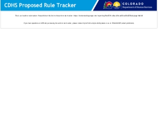 CDHS - Proposed Rules Tracker
